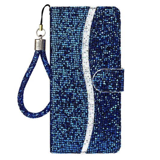 For iPhone 16 Glitter Powder Filp Leather Phone Case(Blue) by buy2fix