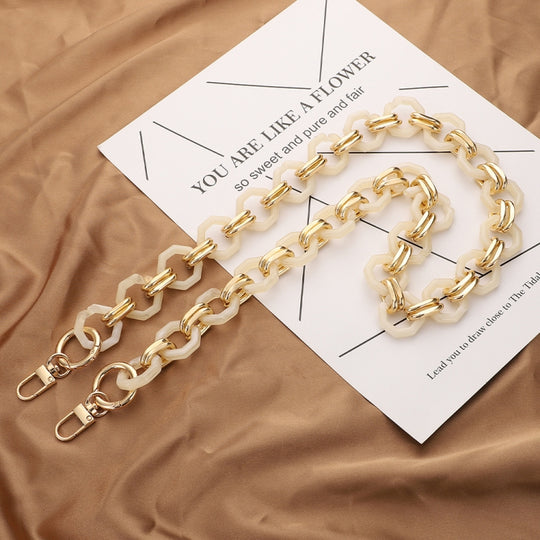 L201 Octagonal Buckle Resin Contrast Thick Chain Phone Lanyard with Spacer, Model:L201-XS-80cm