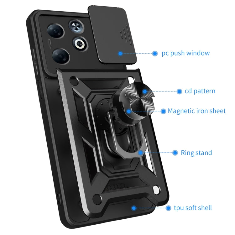 For Infinix Smart 8 Plus / 8 Pro Sliding Camera Cover Design TPU+PC Phone Case(Black) - Infinix Cases by buy2fix | Online Shopping UK | buy2fix