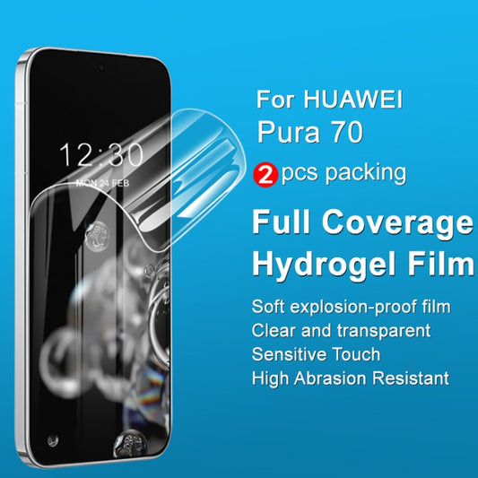 For Huawei Pura 70 2pcs imak Curved Full Screen Hydrogel Film Protector by imak