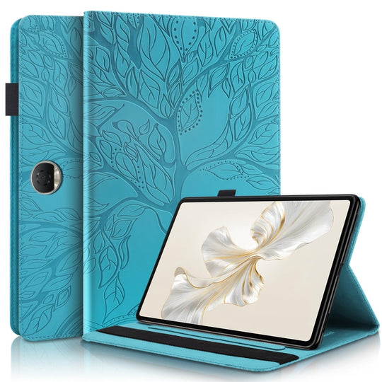 For Honor Pad 9 Life Tree Series Horizontal Flip Leather Tablet Case(Lake Blue)