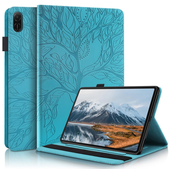 For Honor Pad X8a Life Tree Series Horizontal Flip Leather Tablet Case(Lake Blue)