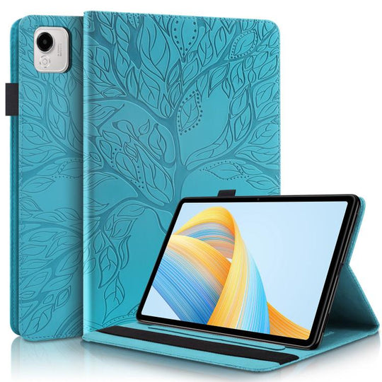 For Honor Pad X9a / X9 Pro Life Tree Series Horizontal Flip Leather Tablet Case(Lake Blue)