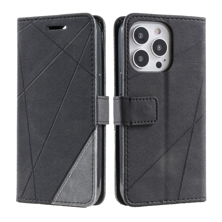 For iPhone 16 Pro Max Skin Feel Splicing Leather Phone Case(Black) by buy2fix