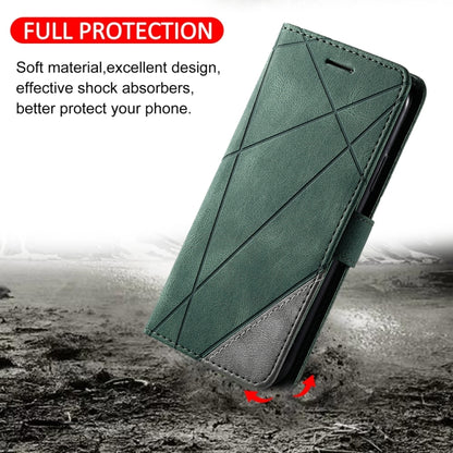 For iPhone 16 Pro Max Skin Feel Splicing Leather Phone Case(Green) - iPhone 16 Pro Max Cases by buy2fix | Online Shopping UK | buy2fix