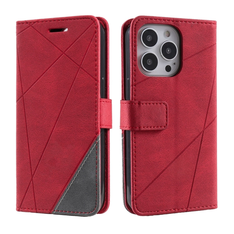 For iPhone 16 Pro Skin Feel Splicing Leather Phone Case(Red) by buy2fix