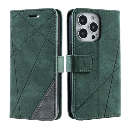 For iPhone 16 Pro Skin Feel Splicing Leather Phone Case(Green) - iPhone 16 Pro Cases by buy2fix | Online Shopping UK | buy2fix