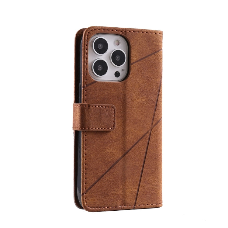 For iPhone 16 Pro Skin Feel Splicing Leather Phone Case(Brown) - iPhone 16 Pro Cases by buy2fix | Online Shopping UK | buy2fix