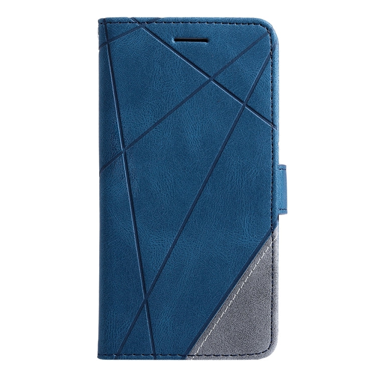 For iPhone 16 Plus Skin Feel Splicing Leather Phone Case(Blue) - iPhone 16 Plus Cases by buy2fix | Online Shopping UK | buy2fix