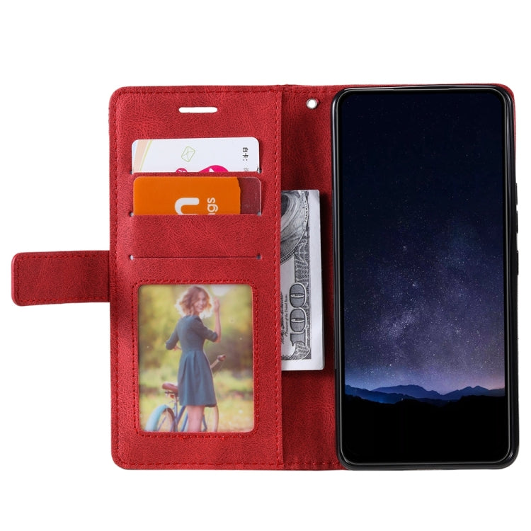 For iPhone 16 Plus Skin Feel Splicing Leather Phone Case(Red) - iPhone 16 Plus Cases by buy2fix | Online Shopping UK | buy2fix