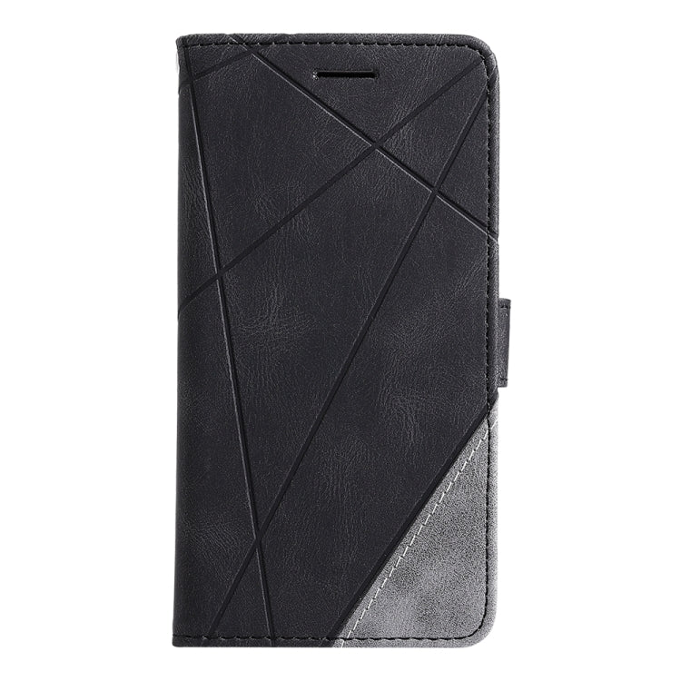 For iPhone 16 Plus Skin Feel Splicing Leather Phone Case(Black) - iPhone 16 Plus Cases by buy2fix | Online Shopping UK | buy2fix