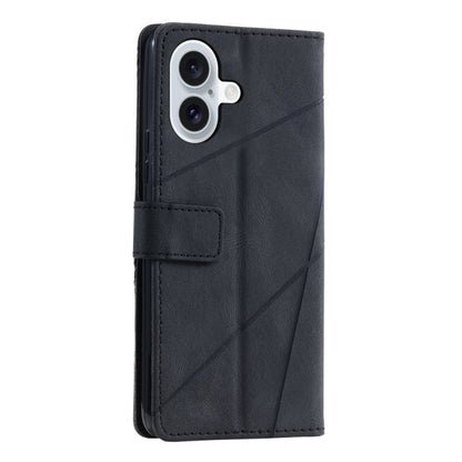 For iPhone 16 Plus Skin Feel Splicing Leather Phone Case(Black) - iPhone 16 Plus Cases by buy2fix | Online Shopping UK | buy2fix