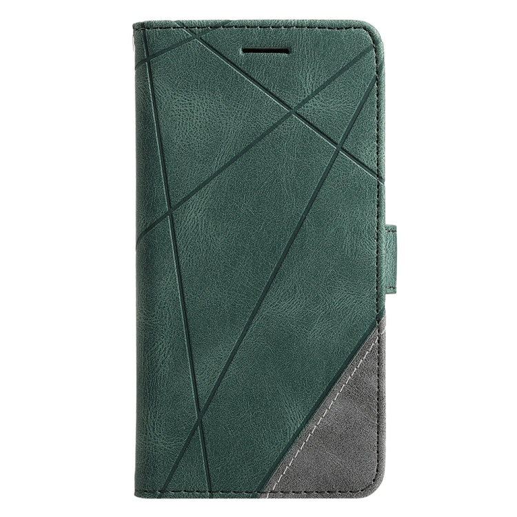 For iPhone 16 Plus Skin Feel Splicing Leather Phone Case(Green) - iPhone 16 Plus Cases by buy2fix | Online Shopping UK | buy2fix