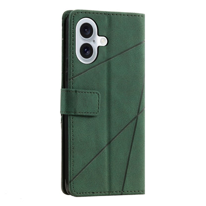 For iPhone 16 Plus Skin Feel Splicing Leather Phone Case(Green) - iPhone 16 Plus Cases by buy2fix | Online Shopping UK | buy2fix