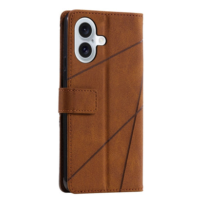 For iPhone 16 Plus Skin Feel Splicing Leather Phone Case(Brown) - iPhone 16 Plus Cases by buy2fix | Online Shopping UK | buy2fix