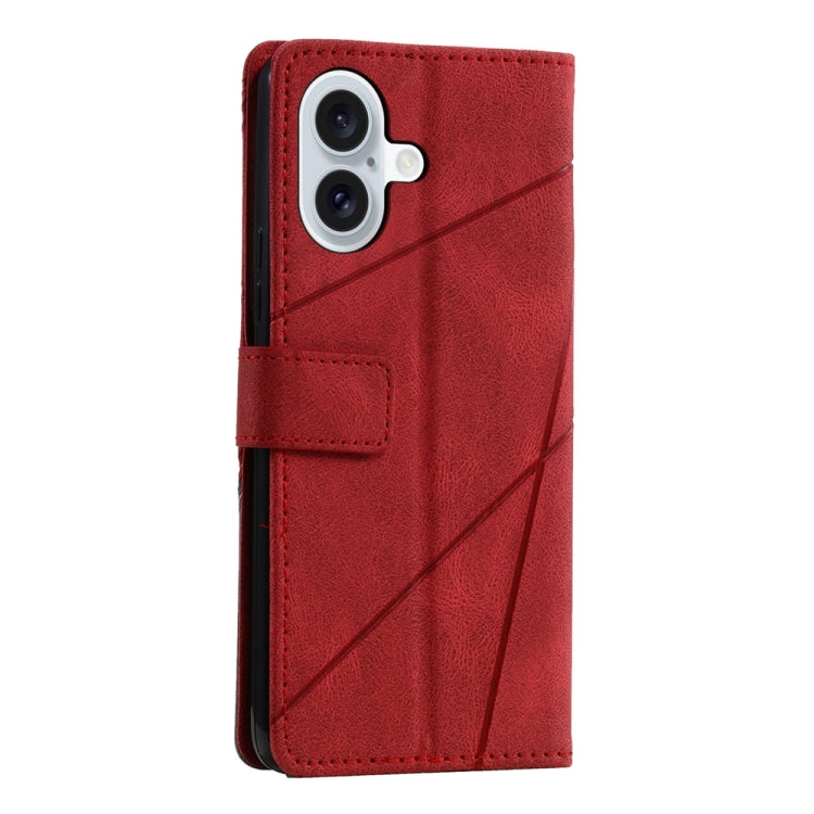 For iPhone 16 Skin Feel Splicing Leather Phone Case(Red) - iPhone 16 Cases by buy2fix | Online Shopping UK | buy2fix