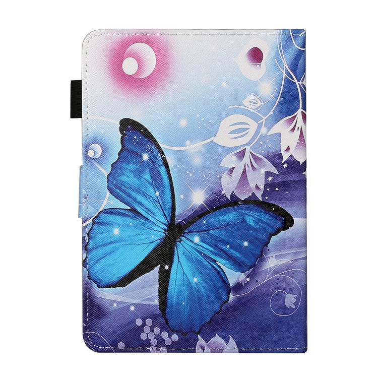 For 7 inch Universal Tablet PC Colored Drawing Pattern Horizontal Flip PU Leather Case with Holder & Card Slot(Blue Butterfly) - 7 inch by buy2fix | Online Shopping UK | buy2fix