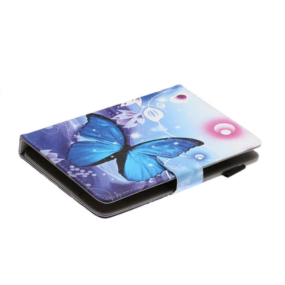 For 7 inch Universal Tablet PC Colored Drawing Pattern Horizontal Flip PU Leather Case with Holder & Card Slot(Blue Butterfly) - 7 inch by buy2fix | Online Shopping UK | buy2fix