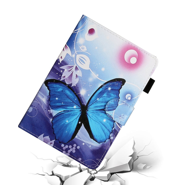 For 7 inch Universal Tablet PC Colored Drawing Pattern Horizontal Flip PU Leather Case with Holder & Card Slot(Blue Butterfly) - 7 inch by buy2fix | Online Shopping UK | buy2fix