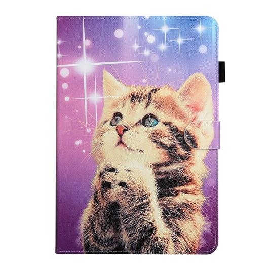 For 8 inch Universal Tablet PC Colored Drawing Pattern Horizontal Flip PU Leather Case with Holder & Card Slot(Starry Cat) - 8 inch by buy2fix | Online Shopping UK | buy2fix