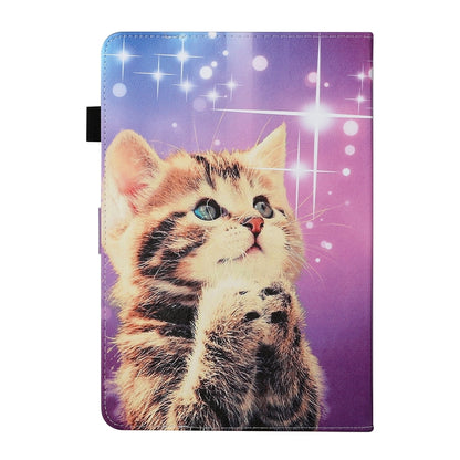 For 8 inch Universal Tablet PC Colored Drawing Pattern Horizontal Flip PU Leather Case with Holder & Card Slot(Starry Cat) - 8 inch by buy2fix | Online Shopping UK | buy2fix