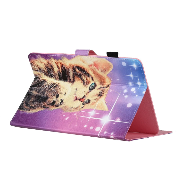 For 8 inch Universal Tablet PC Colored Drawing Pattern Horizontal Flip PU Leather Case with Holder & Card Slot(Starry Cat) - 8 inch by buy2fix | Online Shopping UK | buy2fix