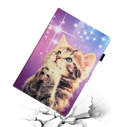 For 8 inch Universal Tablet PC Colored Drawing Pattern Horizontal Flip PU Leather Case with Holder & Card Slot(Starry Cat) - 8 inch by buy2fix | Online Shopping UK | buy2fix