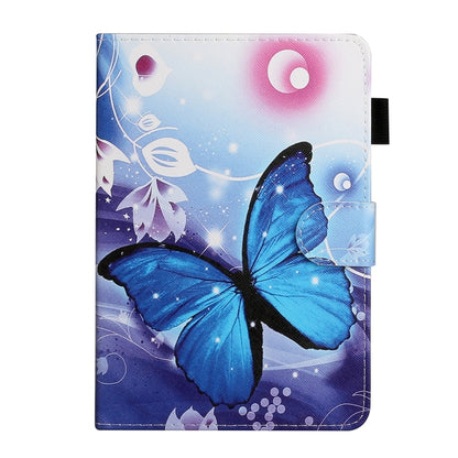For 8 inch Universal Tablet PC Colored Drawing Pattern Horizontal Flip PU Leather Case with Holder & Card Slot(Blue Butterfly) - 8 inch by buy2fix | Online Shopping UK | buy2fix