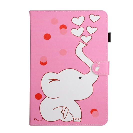 For 8 inch Universal Tablet PC Colored Drawing Pattern Horizontal Flip PU Leather Case with Holder & Card Slot(Loving Elephant) - 8 inch by buy2fix | Online Shopping UK | buy2fix