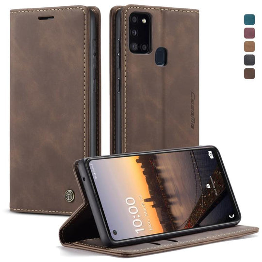 For Samsung Galaxy A21S CaseMe-013 Multifunctional Retro Frosted Horizontal Flip Leather Case with Card Slot & Holder & Wallet(Coffee)