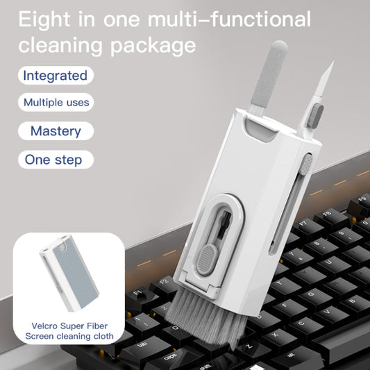 Q8 8 in 1 Multi-Function Headset Cleaning Pen Keyboard Mobile Phone Cleaner(White+Purple) by buy2fix