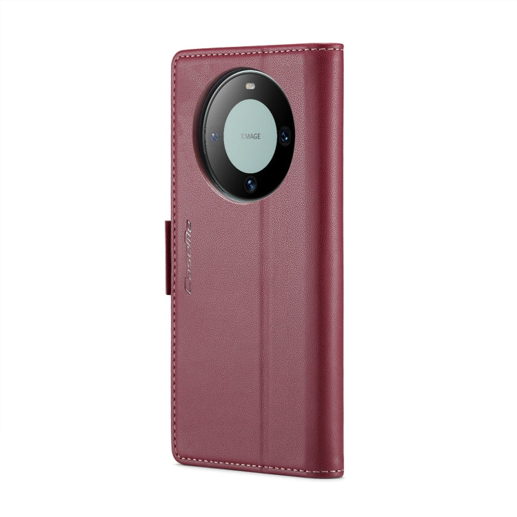 For Huawei Mate 60 CaseMe 023 Butterfly Buckle Litchi Texture RFID Anti-theft Leather Phone Case(Wine Red) by CaseMe