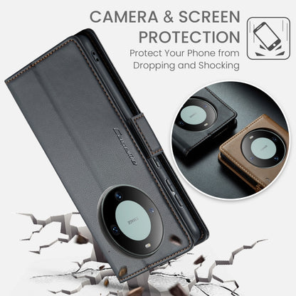 For Huawei Mate 60 Pro / 60 Pro+ CaseMe 023 Butterfly Buckle Litchi Texture RFID Anti-theft Leather Phone Case(Black) by CaseMe