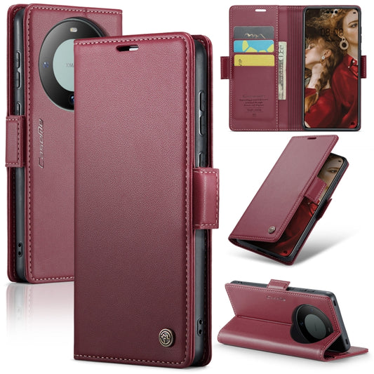 For Huawei Mate 60 Pro / 60 Pro+ CaseMe 023 Butterfly Buckle Litchi Texture RFID Anti-theft Leather Phone Case(Wine Red) by CaseMe