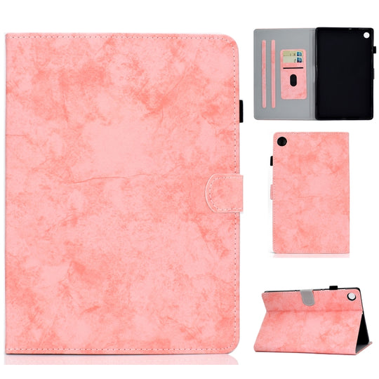 For Samsung Galaxy Tab A11 / A9 Marble Style Cloth Texture Smart Leather Tablet Case(Pink)