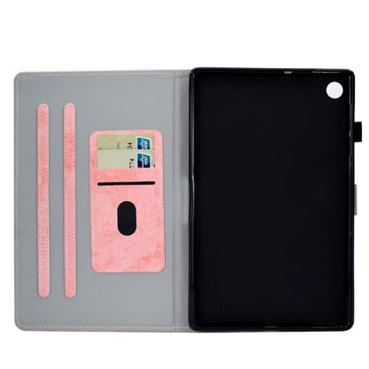 For Samsung Galaxy Tab A11 / A9 Marble Style Cloth Texture Smart Leather Tablet Case(Pink) by buy2fix