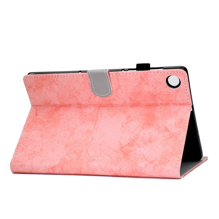 For Samsung Galaxy Tab A11 / A9 Marble Style Cloth Texture Smart Leather Tablet Case(Pink) by buy2fix