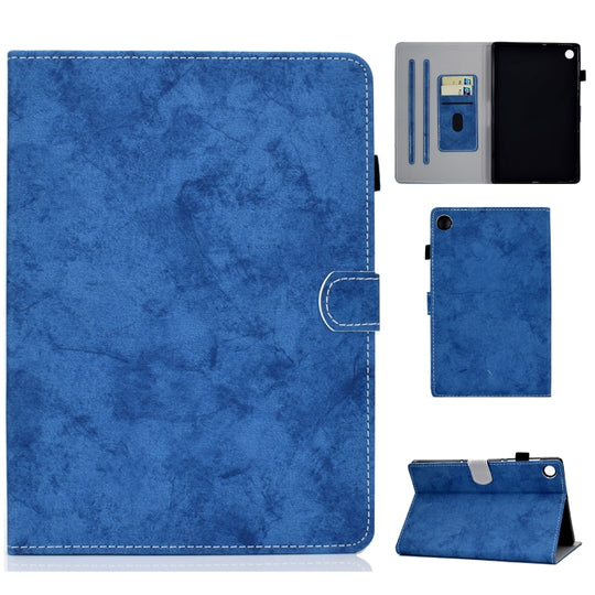 For Samsung Galaxy Tab A11 / A9 Marble Style Cloth Texture Smart Leather Tablet Case(Blue)