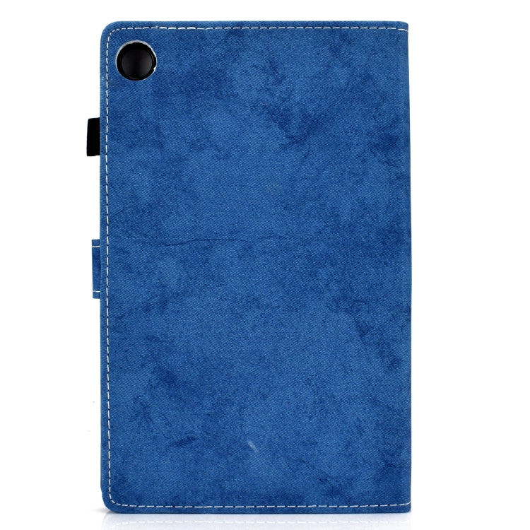 For Samsung Galaxy Tab A11 / A9 Marble Style Cloth Texture Smart Leather Tablet Case(Blue) by buy2fix