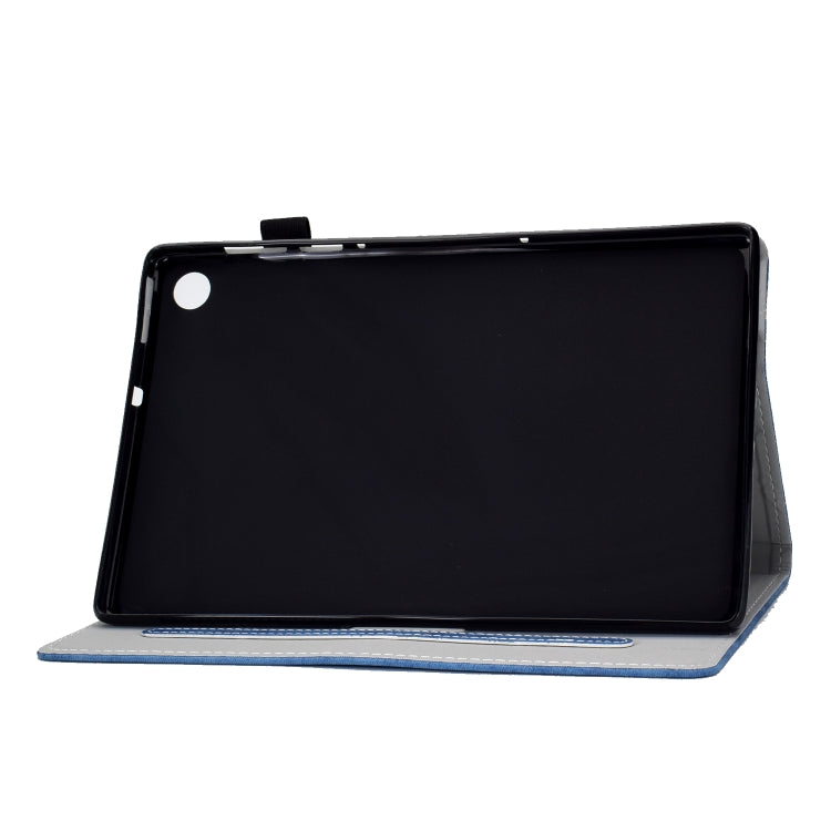 For Samsung Galaxy Tab A11 / A9 Marble Style Cloth Texture Smart Leather Tablet Case(Blue) by buy2fix