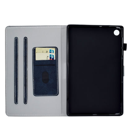 For Samsung Galaxy Tab A11 / A9 Marble Style Cloth Texture Smart Leather Tablet Case(Dark Blue) by buy2fix