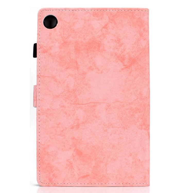 For Samsung Galaxy Tab A11+ / A9+ Marble Style Cloth Texture Smart Leather Tablet Case(Pink) by buy2fix
