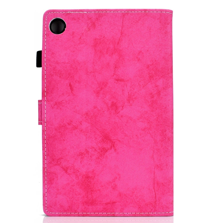 For Samsung Galaxy Tab A11+ / A9+ Marble Style Cloth Texture Smart Leather Tablet Case(Rose Red) by buy2fix