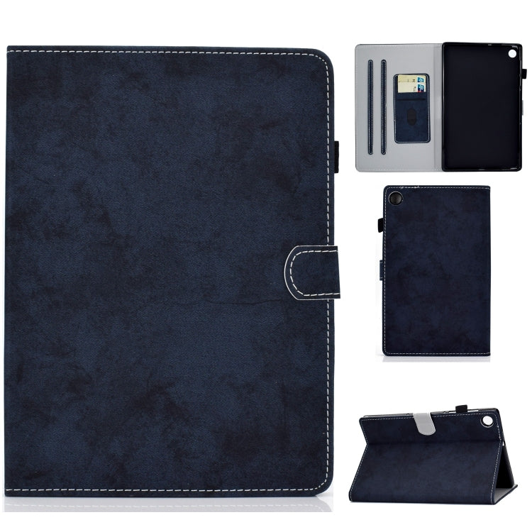 For Samsung Galaxy Tab A11+ / A9+ Marble Style Cloth Texture Smart Leather Tablet Case(Dark Blue) by buy2fix