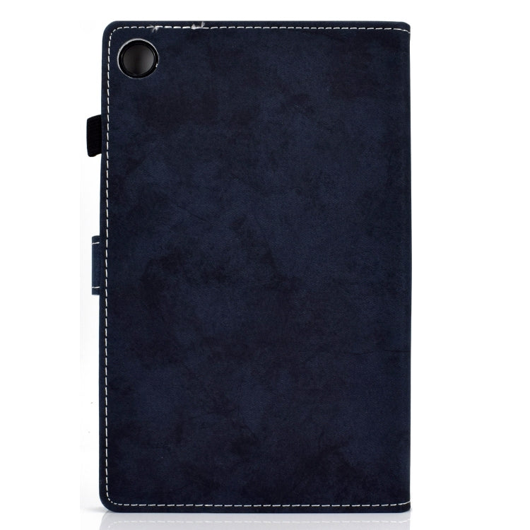 For Samsung Galaxy Tab A11+ / A9+ Marble Style Cloth Texture Smart Leather Tablet Case(Dark Blue) by buy2fix