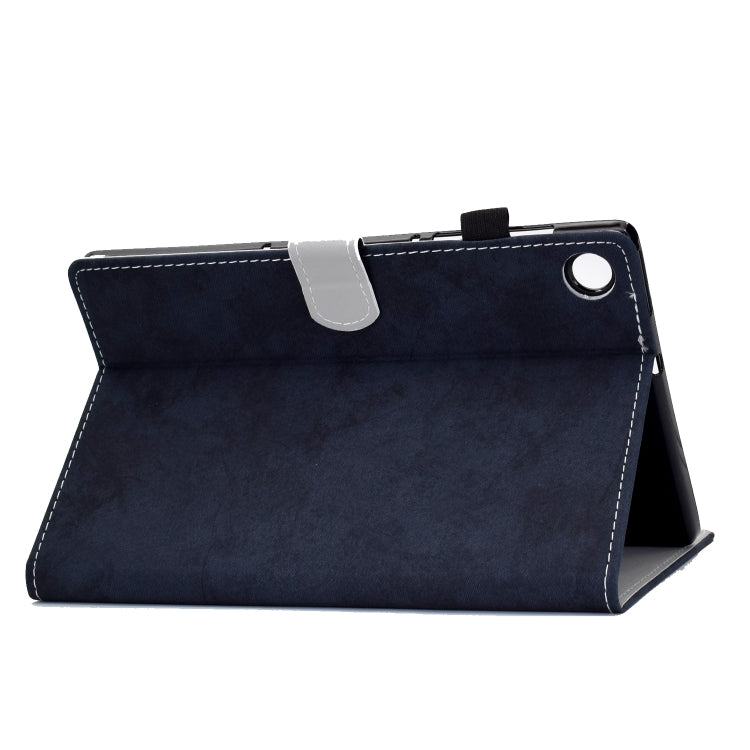 For Samsung Galaxy Tab A11+ / A9+ Marble Style Cloth Texture Smart Leather Tablet Case(Dark Blue) by buy2fix