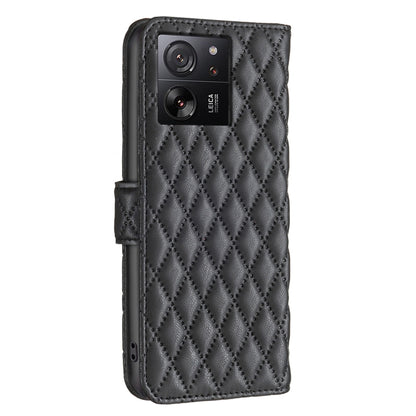 For Xiaomi 13T / 13T Pro / Redmi K60 Ultra Diamond Lattice Wallet Leather Flip Phone Case(Black) - Redmi K60 Ultra Cases by buy2fix | Online Shopping UK | buy2fix