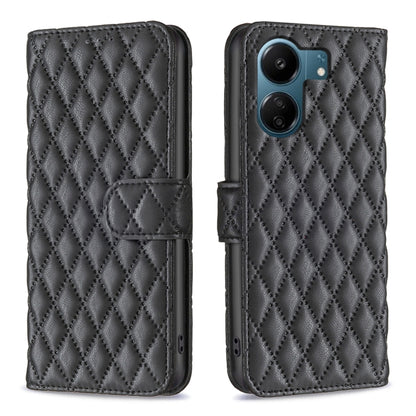 For Xiaomi Redmi 13C Diamond Lattice Wallet Leather Flip Phone Case(Black) by buy2fix