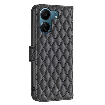 For Xiaomi Redmi 13C Diamond Lattice Wallet Leather Flip Phone Case(Black) by buy2fix
