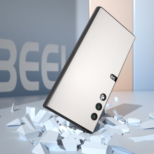 For Honor V Purse ABEEL Genuine Leather Elegant Black Edge Phone Case(White) by buy2fix